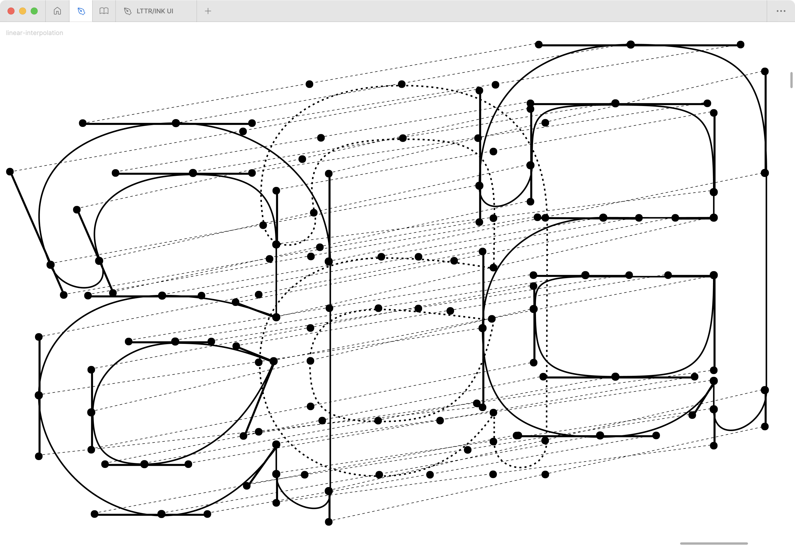Figure illustrates the principle of linear interpolation. On the left and right are masters, and in the middle is an interpolation instance.
