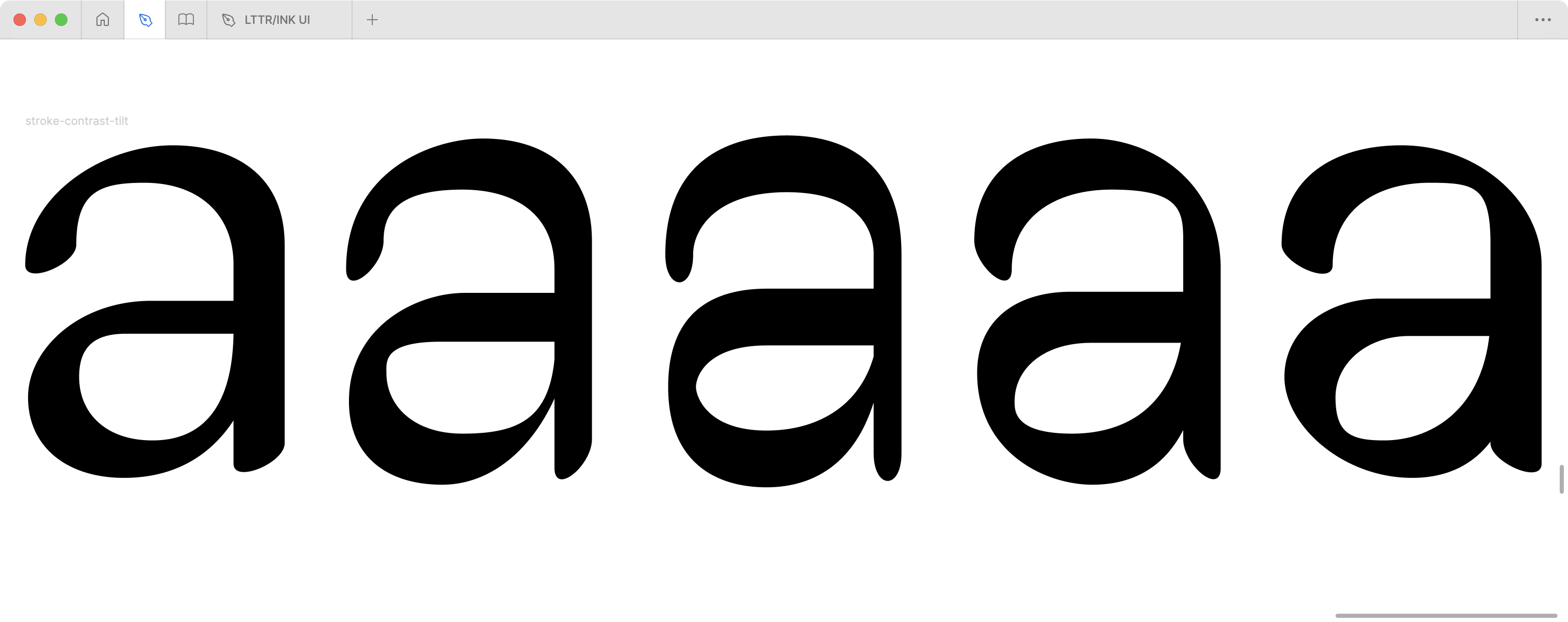 Contrast tilt is a default contrast angle related to the writing medium or related to a skeleton. By tilting the contrast, we can achieve the so-called reversed contrast.