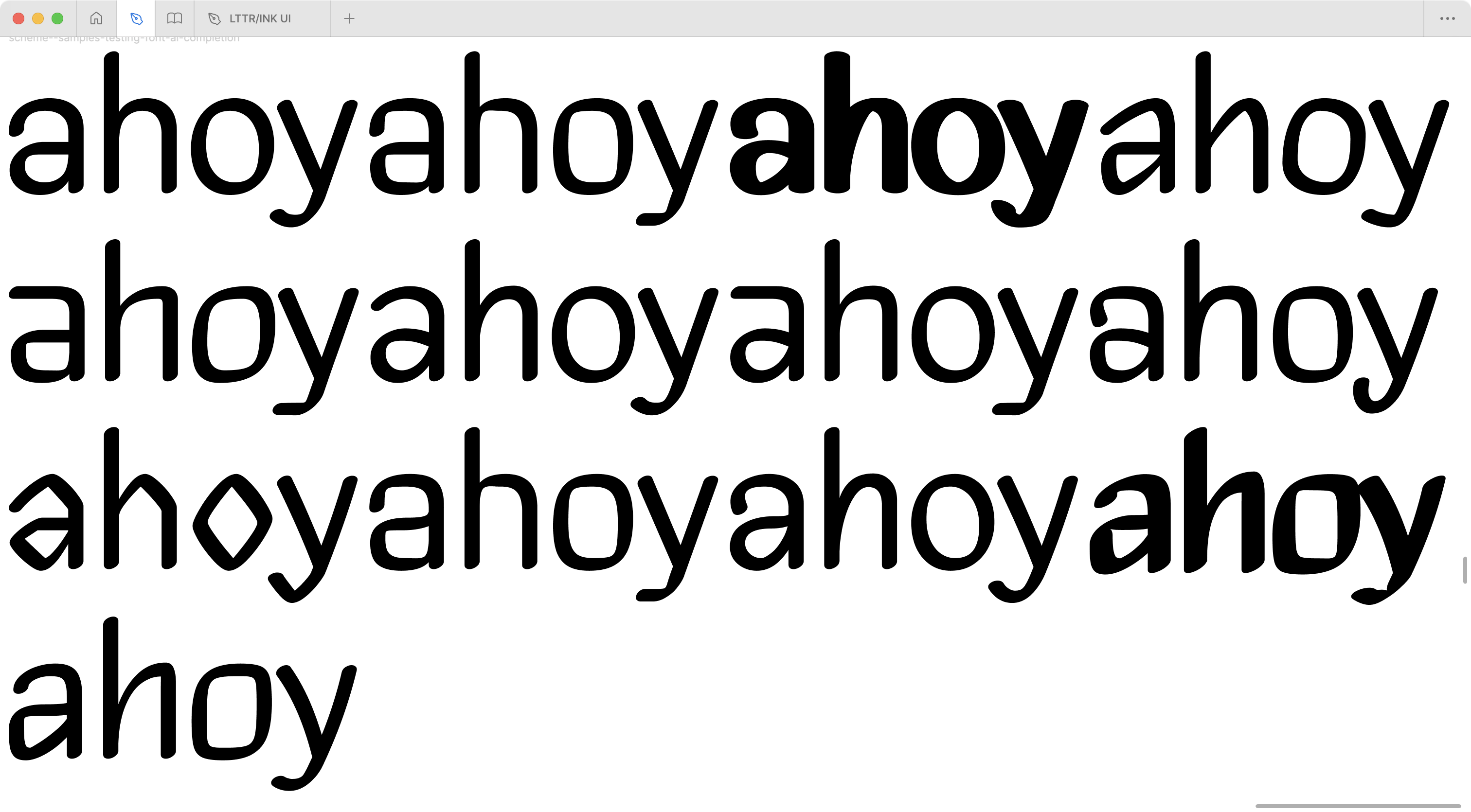 Figure presents the testing examples provided for font completion. Samples are created with the same method as the datasets.
